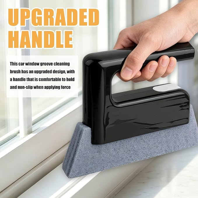 3PCS New Magic Window Track Cleaner,2-in-1 Car Window Sill Cleaner Tool for Cars Air Vents with Scraper & Comfortable Handle,Reusable Car Windows Track Cleaning Tools