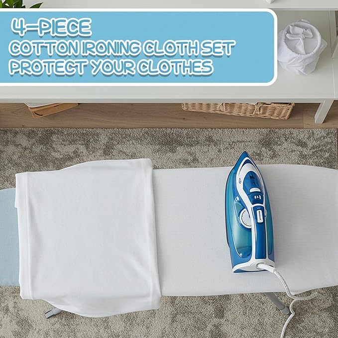 HunnmingRe 4 Pcs Pure Cotton Pressing Cloth for Ironing 24 x 24 Inch Fabric Press Clothing Sewing and Ironing Sheer Fabric Protector Press Tool
