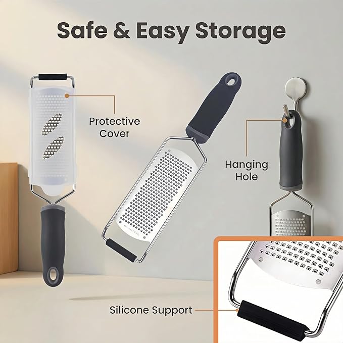 Premium Rotary Cheese Grater,Upgrade Multifunction Food Grade Stainless Steel Fine Grater for Parmesan, Garlic,Ginger,Chocolate,Lemon Zest,Dishwasher Safe,Non-Slip Handle,Rustproof & Durable
