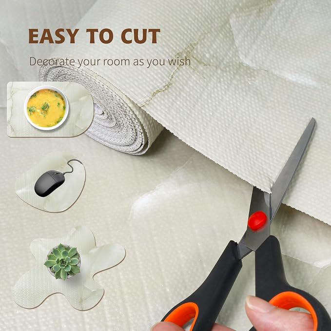 2-Layer Drawer and Shelf Liner for Kitchen Cabinet: 12in X 20Ft Non Slip | Waterproof Shelf Paper Non Adhesive Refrigerator Liners Cyan Marble Easy Liners for Bathroom with Knife Tape Measure