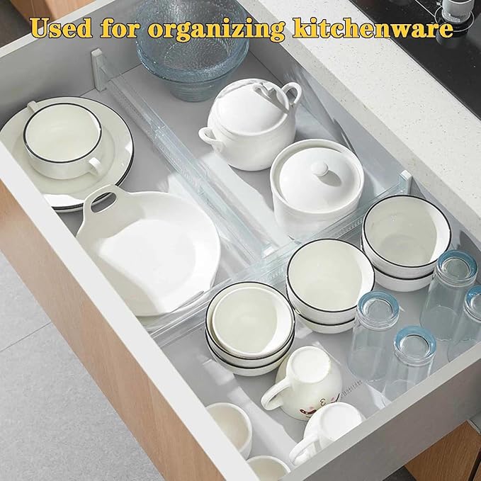 8 Pcs Drawer Dividers for Clothes,3.15" High 11.34"-19.69" clear | Adjustable Expandable Dresser Drawer Organizer, Clear Plastic Separators for Dresser, Baby Clothing