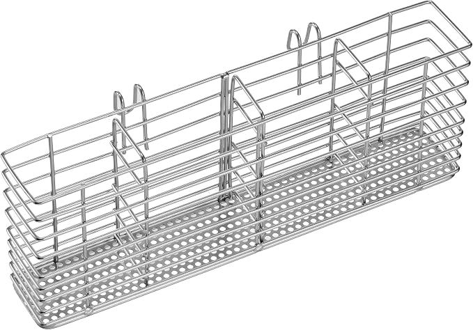 Slideep Cutlery Utensil Silverware Drying Rack, Flatware Storage Solution Basket with Hooks for Kitchen Dish Drainer Dish Drying Rack, RustProof 304 Stainless Steel