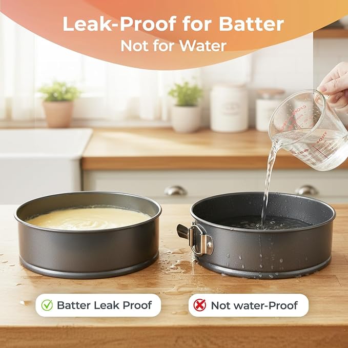 RFAQK 8 Inch Springform Pan Nonstick Leakproof - Spring Form Pan for Cheesecake with Removable Bottom, Include 50pcs Parchment Paper, Recipe E-Book - Perfect for Baking Cheese Cakes, Pizzas, & More!