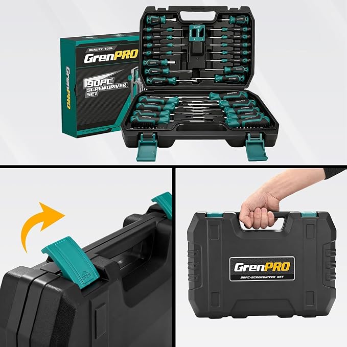 GRENPRO Screwdriver Set Precision 90pcs, S2 Alloy Steel Small Screwdriver Set, Torx Screwdriver Sets with Sturdy Tool Box, Includes Slotted Phillips Torx Tool Kit