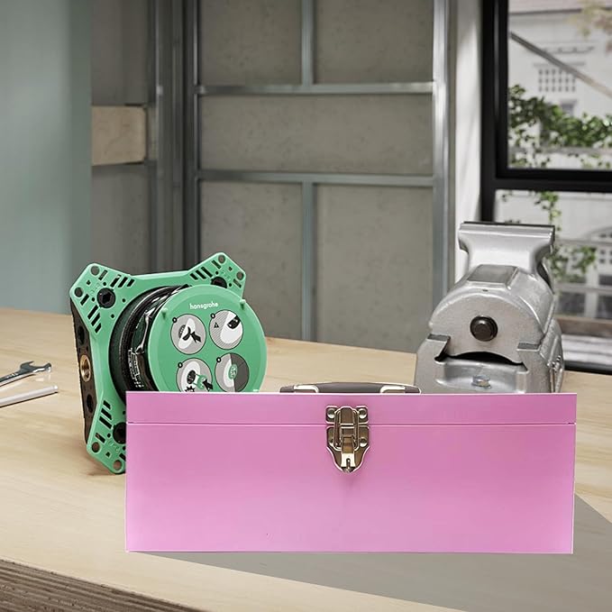 16" Small Tool Box Mini Toolbox Small Metal Tool Box Portable Locking Metal Toolbox with Latch Closure Pink