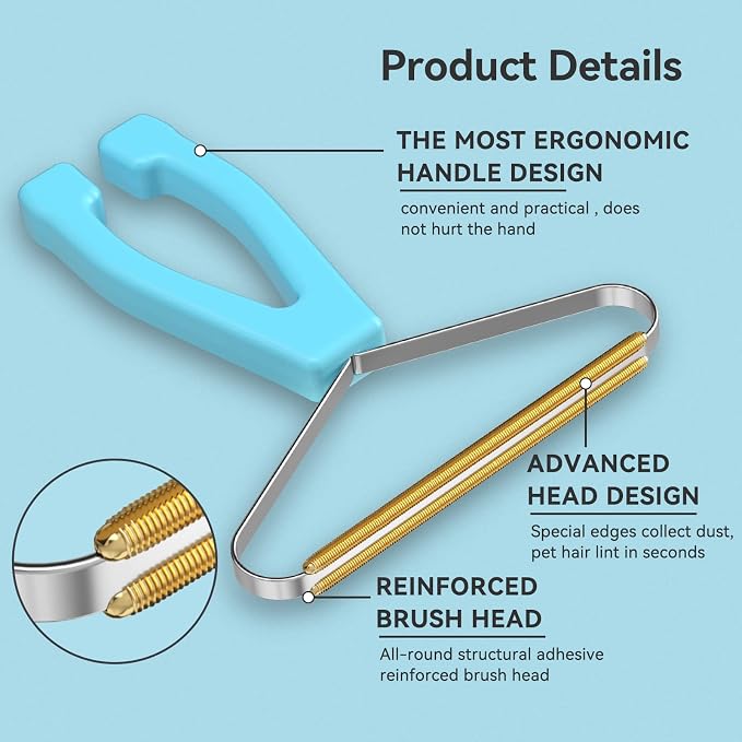Pet Hair Remover 3-Pack,Dog Cat Fur Tool,Portable Carpet Scraper | Multi Purpose Pet Hair Removal Brush, Fits Carpets Clothes Car Mats Couch Pet Bed Furniture, Removes Fur Lint & Fuzz