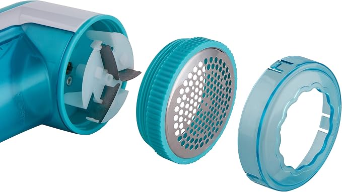 True & Tidy, Portable Fabric Shaver, Safely Removes Lint, Fabric Fluff and Fuzz Balls from All Types of Garments & Fabrics, LR-03, Aqua (Batteries not Included)