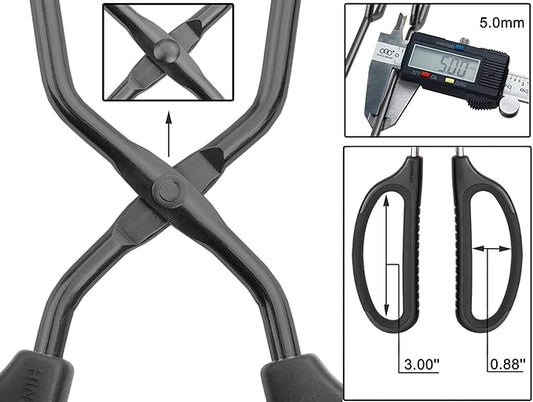 HINMAY 16" Extra Long Scissor Tongs, Stainless Steel Metal Kitchen Tongs for Cooking, Grilling & Serving (Black)