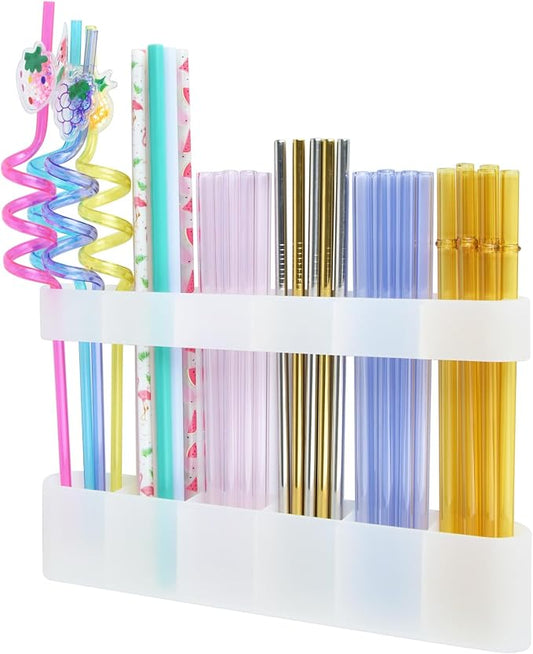 Straw Holder for Cabinet Door, Silicone Straw Organizer for Cabinet Door, Kitchen Cabinet Organizer Reusable Straws Dispenser for Home Kitchen Accessories (Transparent)