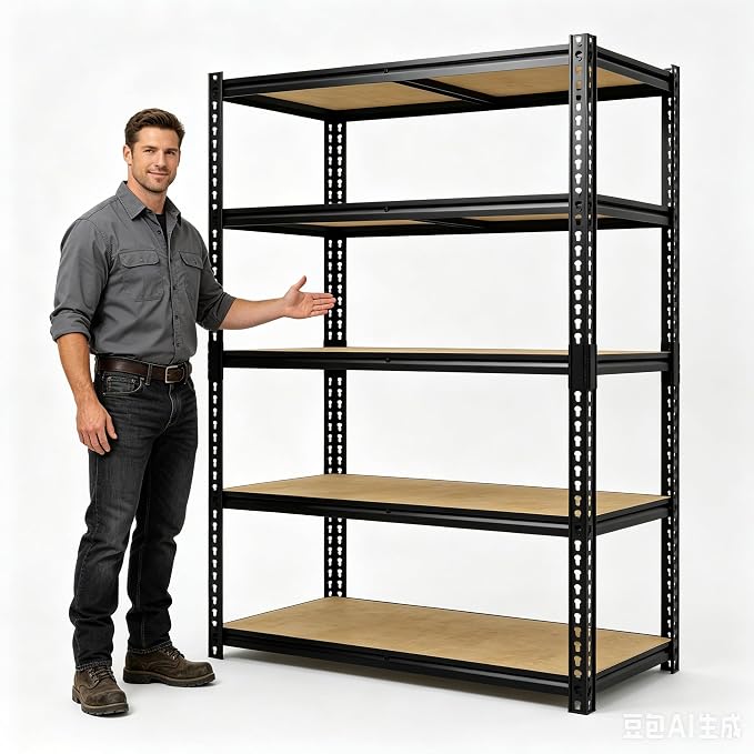 Heavy Duty Garage Storage Shelves, 5-Tier Adjustable Metal Shelving Unit | Up to 2500 Lb Capacity, 48" L x 18" W x 72" H Storage Rack for Kitchen, Pantry, Basement, Bathroom & Laundry