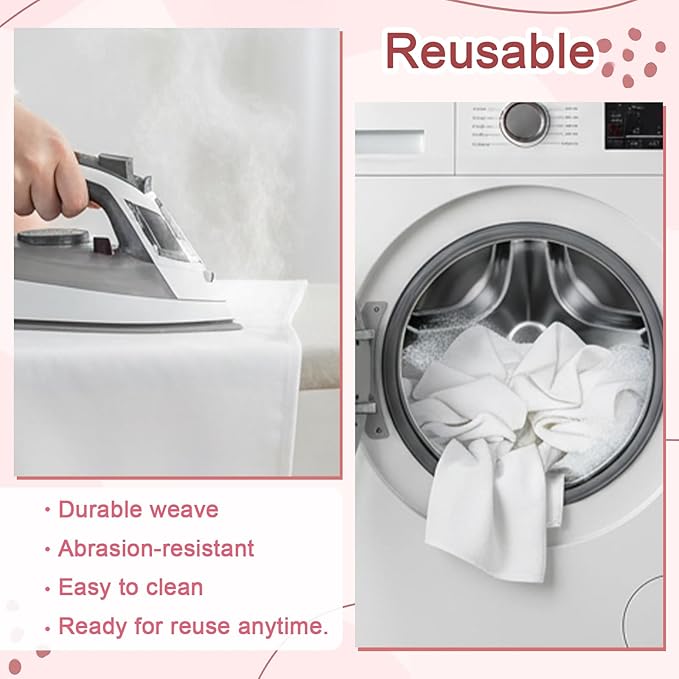 2 Pcs Cotton Pressing Cloth for Ironing, 24 x 24 Inch, Cloths Ironing-Pad for Press Clothing and Sewing, Ironing Cloth to Protect Clothes, Press Tool (White)