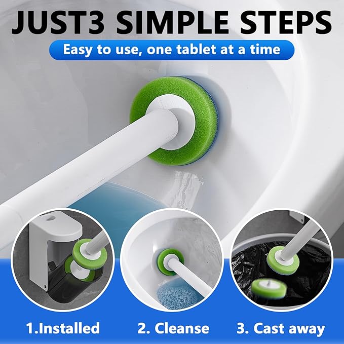 2 Pack Disposable Toilet Brush and Holder Set with 48 Wand Refills, Wall Mounted Toilet Bowl Cleaning Brush, Hygienic Bathroom Toilet Scrubber Kit
