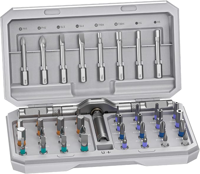 42 in Magnetic Ratchet Screwdriver Set, T Handle Ratchet Screwdriver Kit | for Electronics, Phone, Laptop, Watch, Eyeglasses – Portable Tool Set for Home & DIY