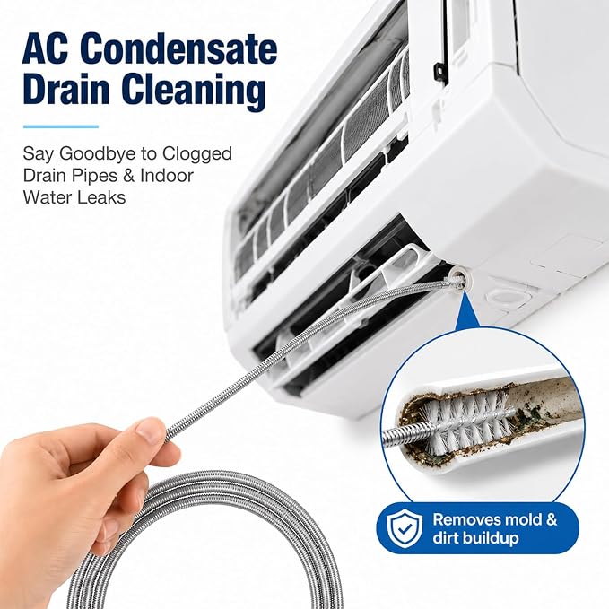 2 Pack 86 Inch Long Flexible Drain Brush, Sunroof Drain Cleaning Tool for Ice Maker, Refrigerator & AC Drain Line