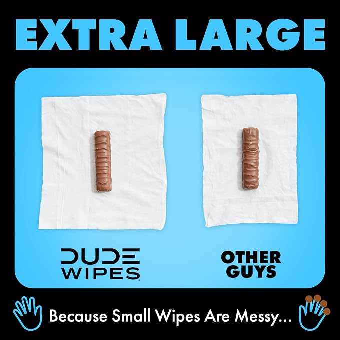 DUDE Wipes Unscented Adult Flushable Wet Wipes, Sensitive Skin, 48 Count | 1 pack of 48 extra large flushable butt wipes. Hypoallergenic plastic-free wipes. 99% water, vitamin E, aloe. Septic safe.