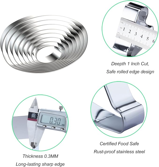 Oval Cookie Cutter Set 8-Piece 1.5" to 5" by QAAQS