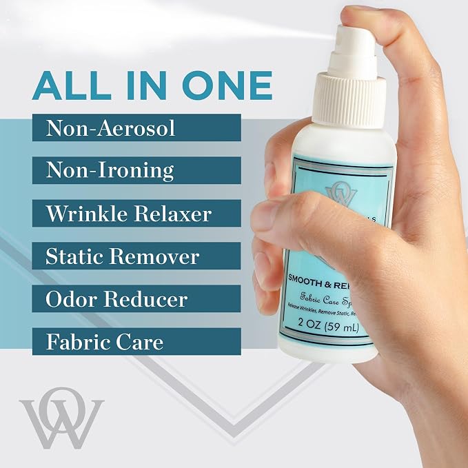 Oxford & Wells Fabric Wrinkle Remover & Static Reducer for Clothes, Wrinkle Spray for Clothing, Clothes Freshener, Non-Ironing Static Remover - Wrinkle Release Spray – Non-Aerosol 2 oz (Pack of 3)