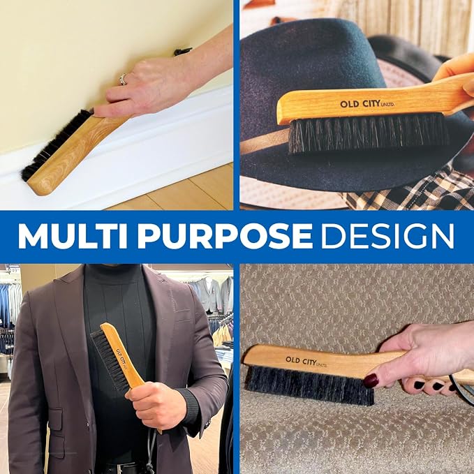 Clothes Brush Garment Brush-USA-Lint Brushes for Clothes, Lint Remover for Clothes 100% Boar Bristle Men's Wool Suit Brush, Suede, Furniture and Upholstery, Hat Brush
