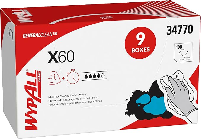 WypAll GeneralClean X60 Multi-Task Cleaning Cloths, 9 x 100 Towels (34770)