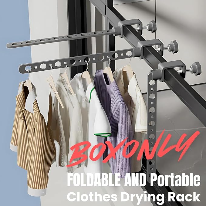 Foldable Indoor/Outdoor Basic 11-Hole Clothes Drying Rack - Gray, Space-Saving, Portable, Heavy-Duty Aluminum for Small Spaces, Balcony, Bathroom, Travel & Camping Airer