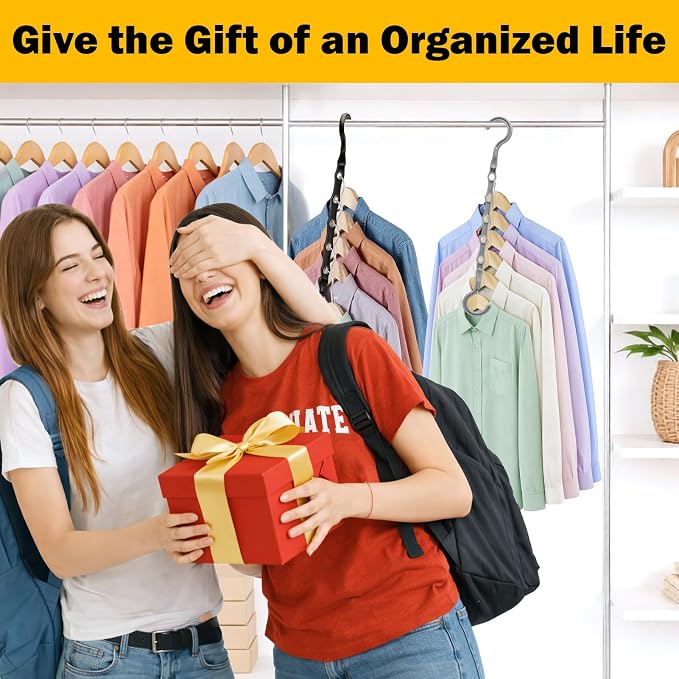 12 Pack College Dorm Room Essentials for Girls Guys, Closet Organizers | Closet Organizers and Storag, Stronger Space Saving Hangers Clothes Hanger, 5 Holes, Magic Home Organization