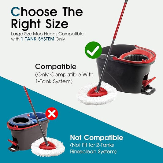4 Pack Mop Head Replacement Compatible with O Cedar Triangle Swivel Mops,Spin Mop Replacement Head 100% Microfiber,Deep Cleaning,EPSUNORISE Compatible with O Cedar Mops(White)