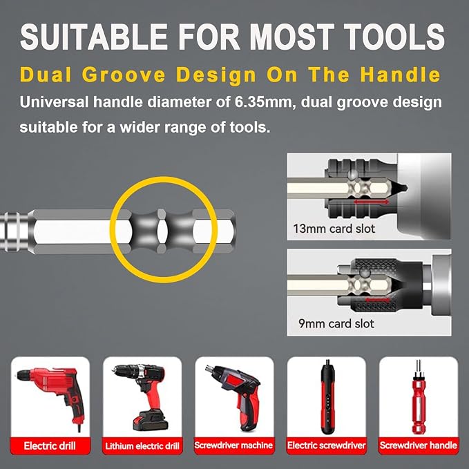 High Magnetic Screwdriver Drill Bit Set, 6Pcs Magfixer New K5 Impact Resistant Non Slip Bit, Magnetic Screwdriver Bits, Fixion Tools Drill Bits, 25 50 65 70 90 150mm(1 set)