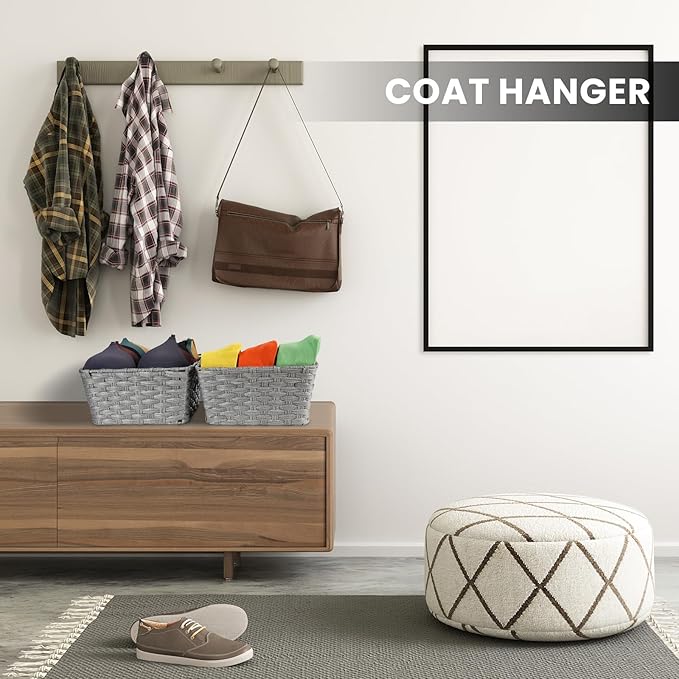 Onlytak Wicker Storage Baskets, Baskets for Shelves, Toilet Paper, Woven Storage Baskets for Organizing, Grey, 12" x 12" x 6", 2-Pack