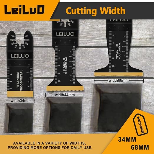 20 Pcs Titanium Multitool Blades Kit Extra-Long & Wide Oscillating Saw Blades with Storage Bag Universal Oscillating Tool Accessories for Wood Nails Drywall Fits DeWalt Makita and More