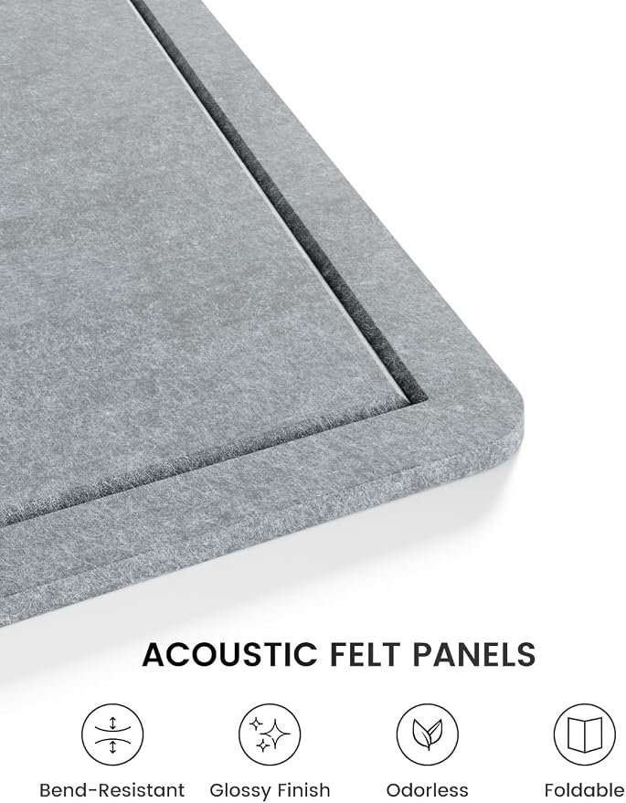 Fluxynara 35.4" x 23.6" Bulletin Board, Blue Gray | Cork Board Alternative with 12 Removable Adhesive Tabs, Foldable Felt Pin Board for Home, Office, Classroom & Dorm