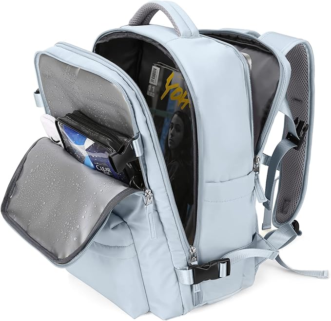 Large Travel Backpack Women Carry On Hiking Backpack Waterproof Outdoor Sports Casual Daypack Personal item Travel Bag Airplane Essentials Spirit Airline Flight Approved Shoes Compartment Men,Blue