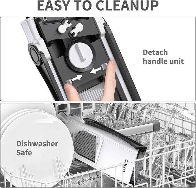 QYKIC Upgrade Safe Mandoline Slicer Plus,Adjustable Vegetable Chopper Potato French Fry Cutter, Kitchen Chopping Artifact for Meal Prep (BlackWhite)
