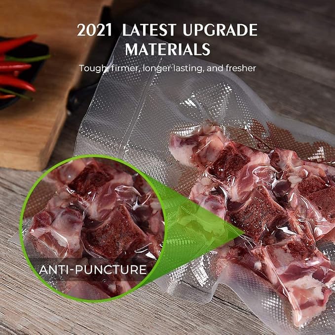 Vacuum Sealer Bags For Food 6 Pack (3 Rolls 11"x20' + 3 Rolls 8"x20') | Commercial Grade, BPA Free, Freezer Bags, Sous Vide Cooking, Puncture Prevention, Kitchen Essentials