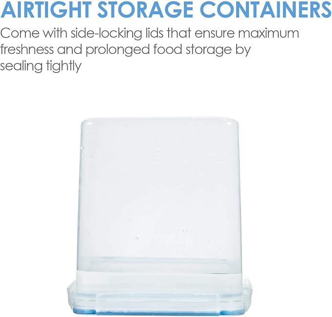 Vtopmart 2.5L / 84.5oz Food Storage Containers, 4 PCS, Blue | BPA Free Plastic, Airtight Canister for Flour, Sugar, Baking Supplies, 4 Measuring Cups, 24 Labels