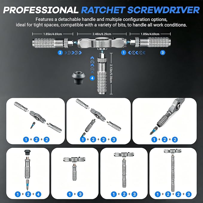 2026 New 66 in 1 Magnetic Ratchet Screwdriver Set, DIY Screwdriver Set with Detachable Handle, Portable Compact Repair Tool Kit for Furniture Laptop Electronicsv Bicycle
