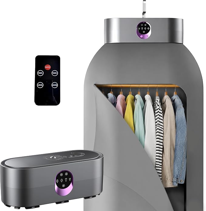 Portable Clothes Dryer for Upto 12 Clothes with Remote Control Compact Form | Compact Dryer for Clothes Apartment, RV, Travel Built-in LED UV, Adjustable 8-Hour Timer with Fast-Drying Stress-Free Setup