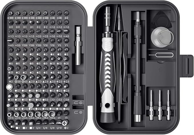 Screwdriver Set – Precision Screwdriver Bit Sets, Mini Hex Phillips Torx Slotted Screwdriver Bit Set with Tool Box, Ideal for Electronics, Laptop, iPhone, Jewelers and More (130-IN-Black)