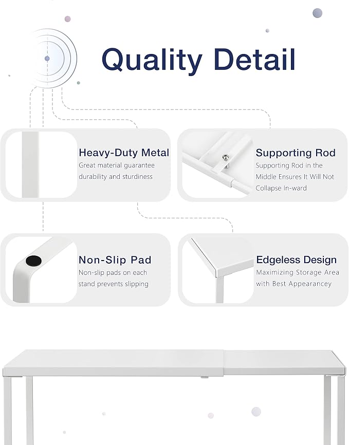 Nxconsu Cabinet Shelf Expandable Organizer Riser Rack for Kitchen Pantry Cupboard Under Sink Countertop Home Organization Extra Storage Space Saver Heavy Duty Metal Edgeless Design White Large