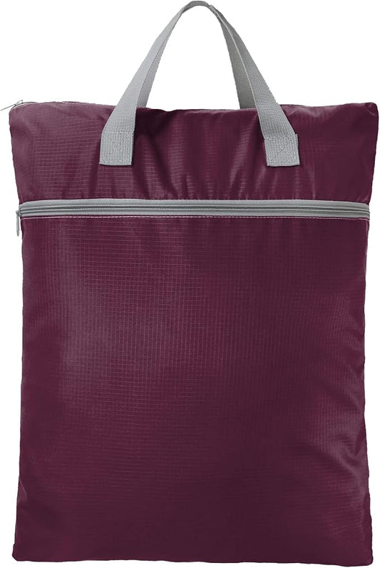 BeeGreen Burgundy Travel Laundry Bag with Handles & Zipper Pockets Dirty Clothes Hanging Laundry Hamper Heavy Duty Collapsible for College Dorm Gym Beach Pool Swimsuit