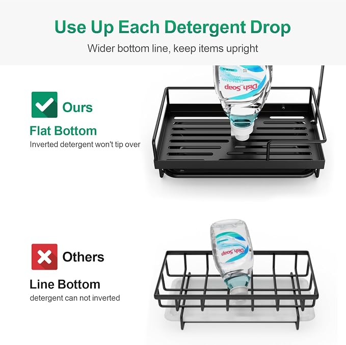 GSlife Sink Caddy Kitchen Sink Organizer - Large Sponge Holder for Brush | Drip Tray Design, Towel Bar and Glove Clip for Sponge Storage, Sink Counters, Cleaning Tools and Kitchen Daily Use