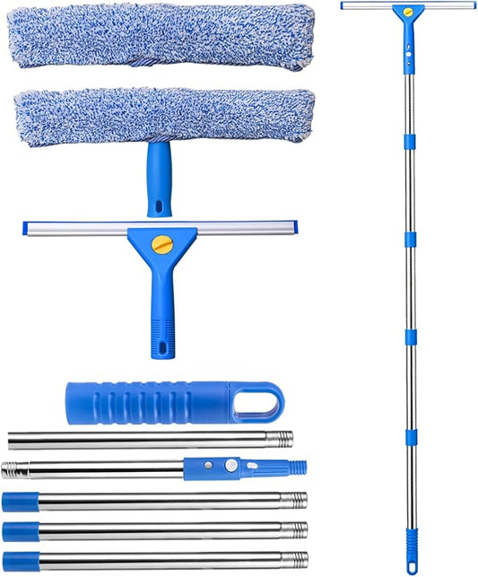 76“Professional Squeegee Window Cleaning Kit with Extension Pole,Window Cleaning Kit,Window Washing Tool for Indoor Outdoor Windows & Car Glass Easy to use, Great for high-Rise Hard-to-Reach Windows