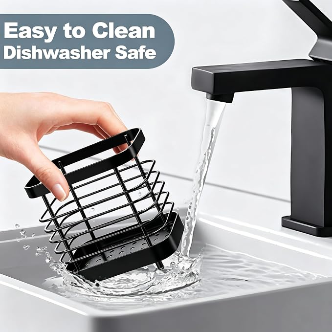 Utensil Holder, Stainless Steel Utensil Drying Rack for Kitchen Counter, Silverware Cutlery Flatware Holder Forks, Knives, Spoons, Chopsticks Organizer (Black)
