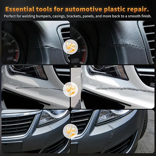 Plastic Welder Kit, 1200PCS Staples, Hot Stapler for Bumper Repair | 1200PCS Mixed Staples, Rust-Proof Stainless Steel, Portable Toolbox, Built-in LED, Ergonomic Grip, 5-Year Warranty, DIYers