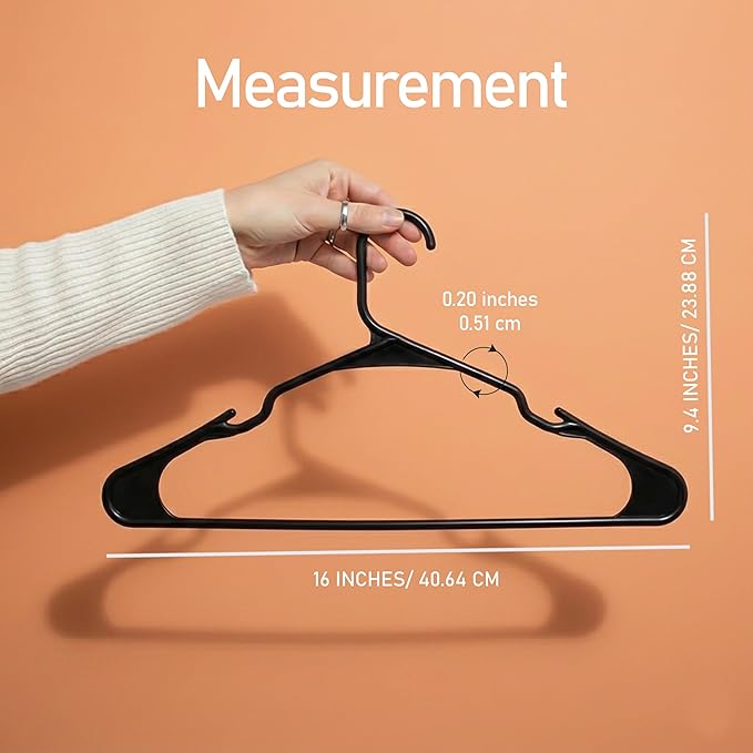 Utopia Home Plastic Hangers 20 Pack – Space Saving Clothes Hanger Black | Durable & strong | Closet organizer & storage | Ideal for apartments, dorms & stocking stuffers