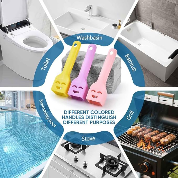 18 Pack Cleaning Pumice Stone Toilet Bowl Stick Cleaner with Handle Hard Water Ring Calcium Buildup Stains Remover Powerfully for Cleaning Toilet Bathtubs Kitchen Sink Grill Pools