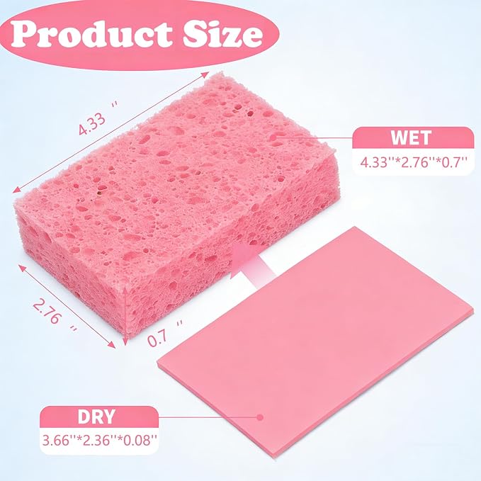 Kitchen Sponges Compressed Cellulose Sponge, Non Scratch Natural Dish Sponge for Kitchen Cleaning Sponges for Dishes Bathroom Cars Pop-up Cleaning Sponge, 8 PCS