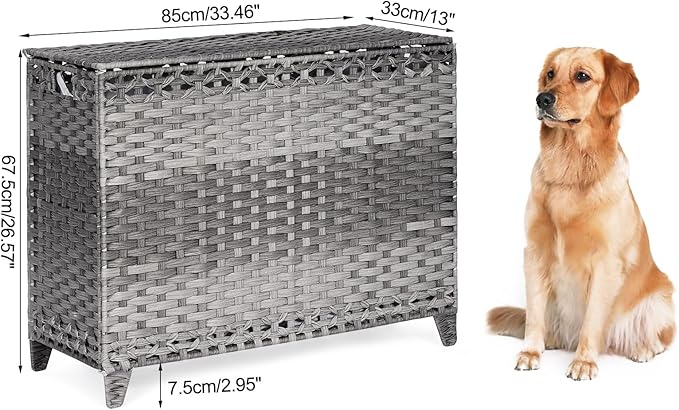 Laundry Hamper with 4 Removable Liner Bags, 176L Laundry Sorter with Lid | Raised Feet; Side Carry Handles; Handwoven PP Rattan; Rust-Resistant Iron Frame; Decorative Woven Design