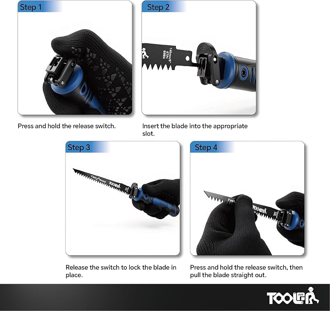 8-In-1 Multi Blades Hand Saw, Drywall, Hacksaw, Jab Saw & Wood Cutter Tool | Blade Quick Change Mechanism, For Cutting Drywall, Wood, Metel, Plastic, Plywood. Lightweight manual saw. Blue Handle