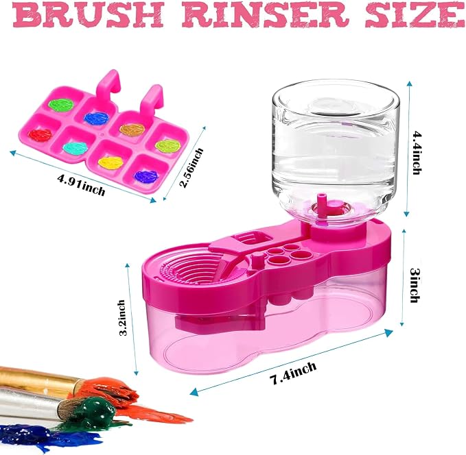 2026 Paint Brush Cleaner Brush Rinser Water Circulation, Brush Cleaner Painting Tool, Water Cycle Paint Brush Rinser With Brush Holder and Palette, Brush Rinser Dispenser for Adults Artist Kid(Purple)