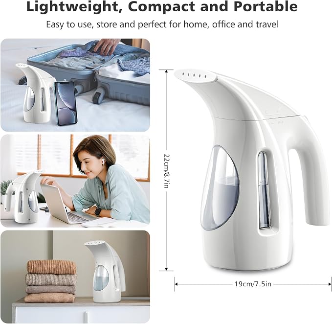 HiLIFE Steamer for Clothes, Handheld Garment Steamer, 240ml Big Capacity, 700W, Strong Power, Fabric Quick Wrinkle Remover with Brush for Home, Office(ONLY 120V)-White